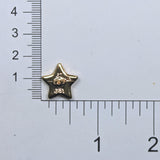 Description: Gold Star with texture surface on ruler background.
Material: Polyester
Type: Shank
Size: 5/8in (15mm)