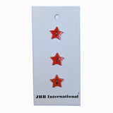 Description: Classic Star shaped button sold in set of three
Colors: Orange
Material: Polyester
Type: 2 hole
Size: 1/2in (13mm)
