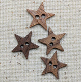 Description: Brown multi-tone wood-grain star button
Material: wood
Type: 2-hole
Size: 3/4 inch (19 mm)