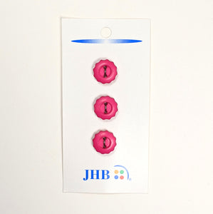 rippled edge button set; 2 holed button; pink button; 5/8in (15mm) button