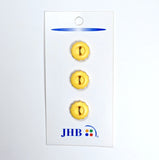 rippled edge button set; 2 holed button; yellow button; 5/8in (15mm) button