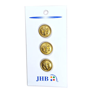 Three Round Gold Button Set with nautical anchors.