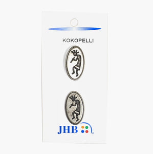 Two Vertical oval buttons with Kokopelli image.