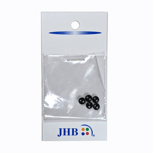 Tiny flat black Button Set; includes 5 Buttons; Polyester Button; 2 Holed Button; 1/8 in (3mm)